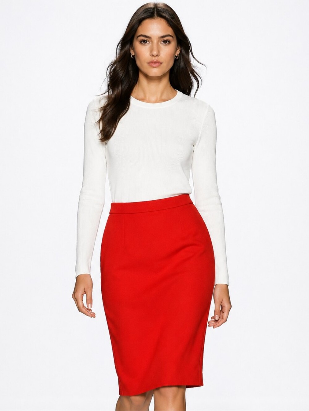J.Crew No. 2 Pencil Skirt Size 4 Red Wool Classic Career Workwear Office